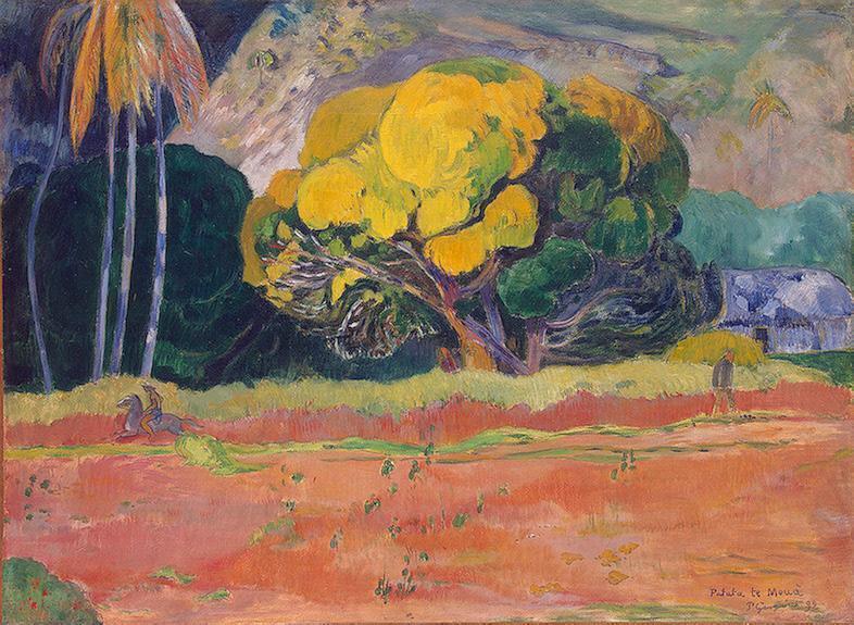 At the Foot of the Mountain - Paul Gauguin Painting
